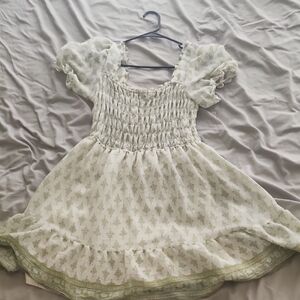 Blu Pepper White and Green Mini Dress